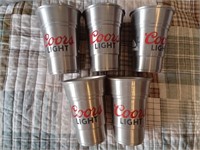5 Coors Light Metal Glasses
