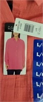 $17-Ladies Lg coral L/S blouse