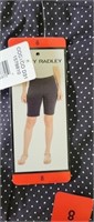 $14-Ladies size 8 navy dot Bermuda shorts