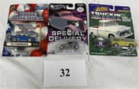 Lot of 3 Assorted  Cars in Original Packaging