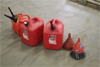 (3) Gas Cans & (5) Funnels