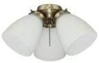 3-Light Antique Brass Ceiling Fan Shades LED KIT
