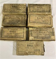 7 BOXES .45 M1911 BALL AMMO - OLD - CORROSION 350