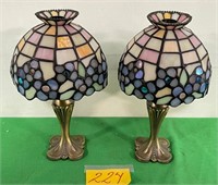 11 - PAIR OF STAINED GLASS LAMPS (M49)