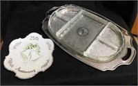 Silverplate tray w/ 5 glass inserts - wedding