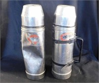 2 Uno-Vac stainless steel thermos w/ handles, 1