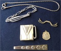 Vintage men's jewelry: tie clips - flag pin backs