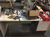 Wood Shop desk w/ Asstd Tools etc