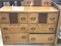 Vintage wooden 6-drawer Dresser with mirror -