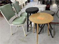 Group of chairs & stools, table