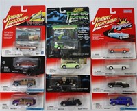 12 Johnny Lightning Vehicles- Woodys, VW, Ragtops