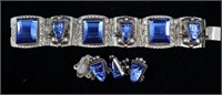 .925 Silver Mexican Bracelet & Earrings Set