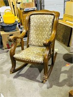 antique oak framed rocker w/ spring seat