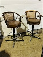 pair of rattan design counter stools