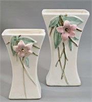 Lot: 2 Vtg. McCoy Blossom Time Ceramic Vases