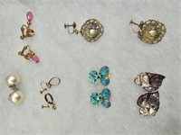 Lot: 6 Vintage Screw Back Earrings