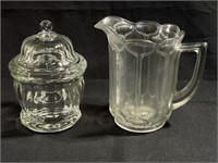Vintage Pitcher & Depression Glass Compote w/Lid