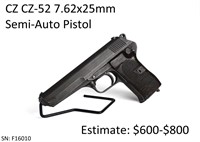 CZ CZ-52 7.62x25mm Semi-Auto Pistol