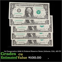 5x Consecutive 2006 $1 Federal Reserve Notes (Atla