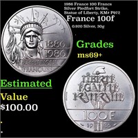 1986 France 100 Francs Silver Piedfort Strike, Sta