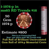 Shotgun Lincoln 1c roll, 1974-d 50 pcs Bank Wrappe