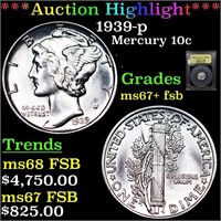 ***Auction Highlight*** 1939-p Mercury Dime 10c Gr
