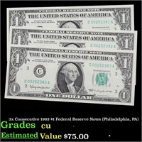 3x Consecutive 1963 $1 Federal Reserve Notes (Phil