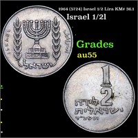 1964 (5724) Israel 1/2 Lira KM# 36.1 Grades Choice