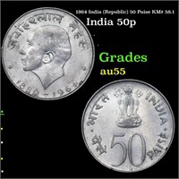 1964 India (Republic) 50 Paise KM# 58.1 Grades Cho