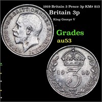 1919 Britain 3 Pence 3p KM# 813 Grades Select AU