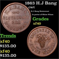 1863 H.J Bang Civil War Token 1c Grades xf