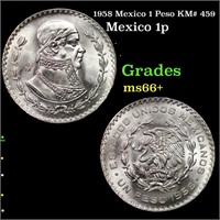 1958 Mexico 1 Peso KM# 459 Grades GEM++ Unc