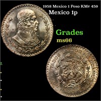 1958 Mexico 1 Peso KM# 459 Grades GEM+ Unc