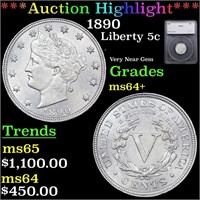 ***Auction Highlight*** 1890 Liberty Nickel 5c Gra