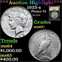 1925-s Peace Dollar $1 Grades Select+ Unc By USCG