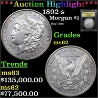 ***Auction Highlight*** 1892-s Morgan Dollar $1 Gr