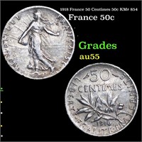 1918 France 50 Centimes 50c KM# 854 Grades Choice