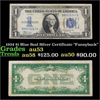 1934 $1 Blue Seal Silver Certificate "Funnyback" G