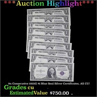***Auction Highlight*** 9x Consecutive 1935G $1 Bl