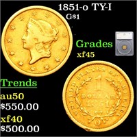 1851-o Gold Dollar TY-I $1 Graded xf45 BY SEGS
