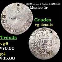 1748M Mexico 2 Reales 2r KM# 86.1 Grades vg detail