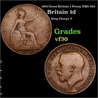 1914 Great Britain 1 Penny KM# 810 Grades vf++