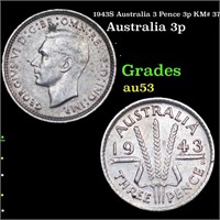1943S Australia 3 Pence 3p KM# 37 Grades Select AU