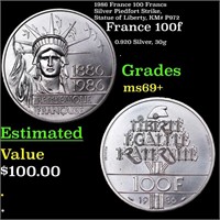 1986 France 100 Francs Silver Piedfort Strike, Sta