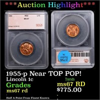 ***Auction Highlight*** 1955-p Lincoln Cent Near T