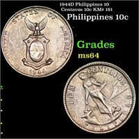 1944D Philippines 10 Centavos 10c KM# 181 Grades C