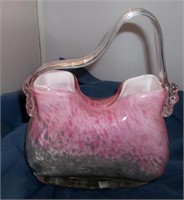 Mouth Blown Glass Purse Vase