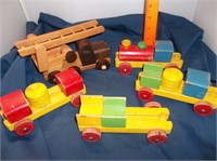 Antique Wooden Toy Train & Truck