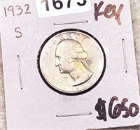 1932-S Washington Silver Quarter HIGH GRADE