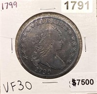 1799 Draped Bust Dollar VF30